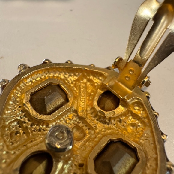 Vintage Maresco Clip-On Earrings Amber Rhinestone Enamel Gold Tone Statement‎ - Picture 4 of 7